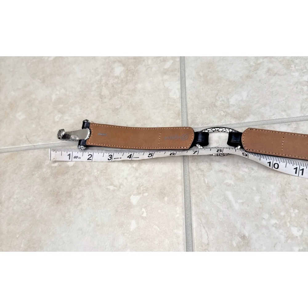VTG NWOT Brighton Black Leather O Ring Belt Silver Snake Tone Hook B60263 Sz 38 - Picture 10 of 12